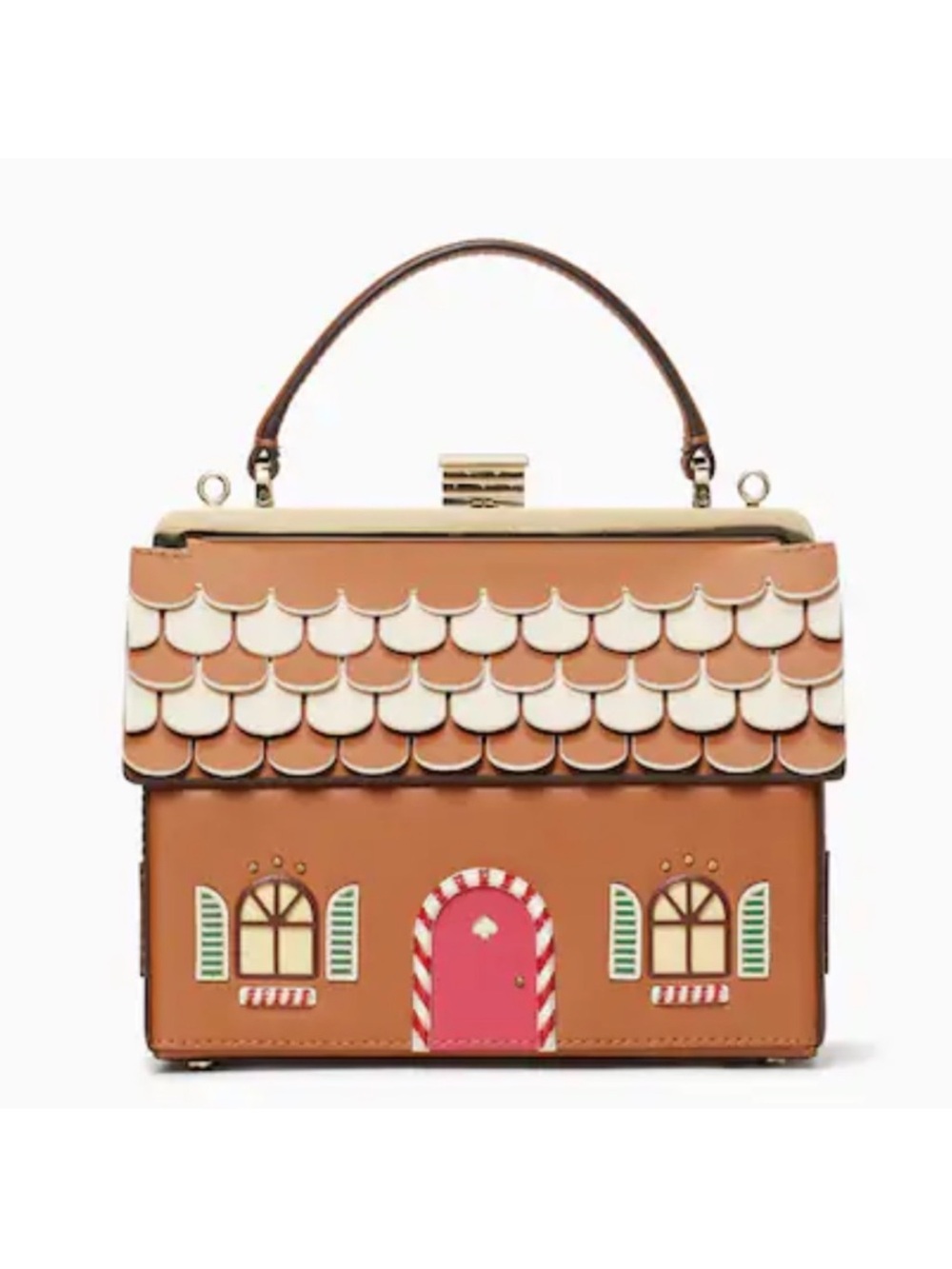 kate spade Brown and Pink Gingerbread House Top-Handle Bag